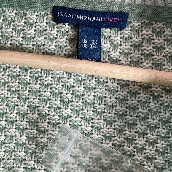 Isaac Mizrahi Live! Womens Plus 3X Open Front Cardigan Sweater Fringe Hem Green - Picture 4 of 12